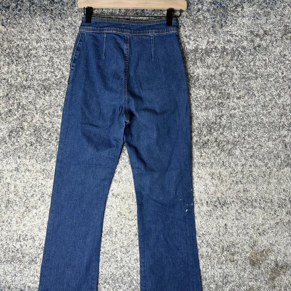 Sézane Jeans Womens 36 Blue High Rise Wide Leg Button Fly Denim Patch Pockets - Picture 6 of 10